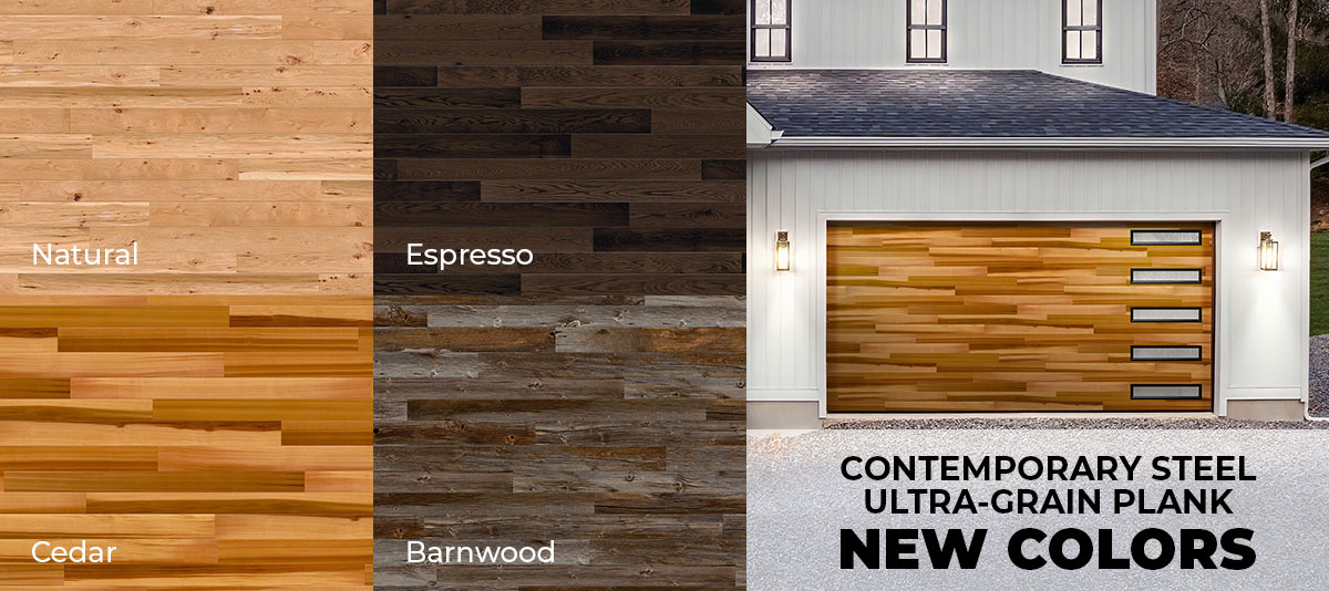 Contemporary Steel UltraGrain Plank New Colors Holmes Garage Door Company